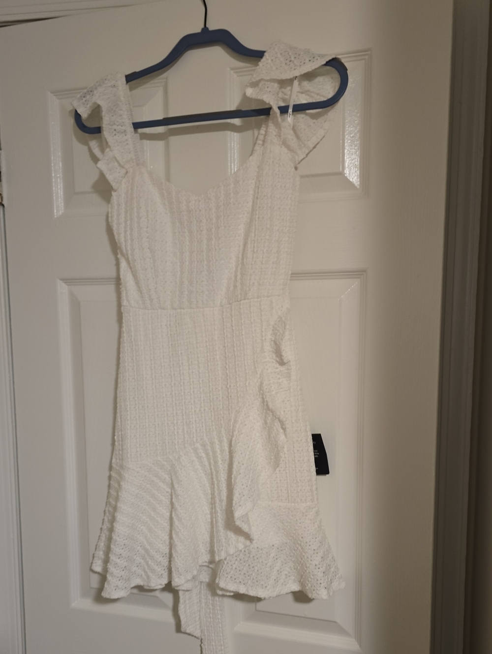 Lulu's White Ruffle Strap Mini Dress